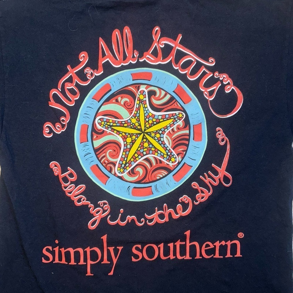 NWOT Adult Unisex Small Simply Southern SS Black TShirt Starfish